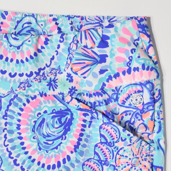 Lilly Pulitzer Luxletic Shorts Blue Purple Pink Shells Nautical Women Size 14 - Picture 5 of 14